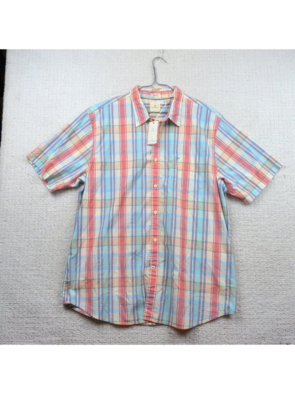 NWT* Dockers Coastal Poplin Button Down Blue Pink Dress Shirt Mens Sz XL Preppy
